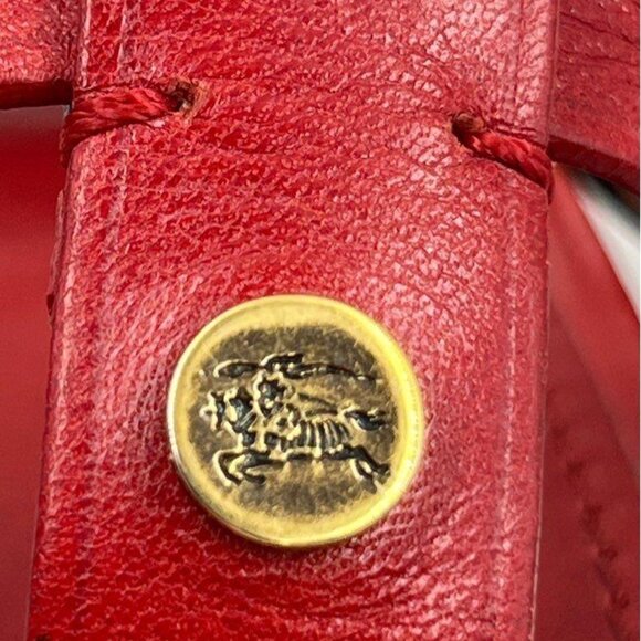 Burberry Women's 9 Strappy Red Leather 1.5" Platform Stacked Wedge 5.5" Heels - Picture 9 of 13